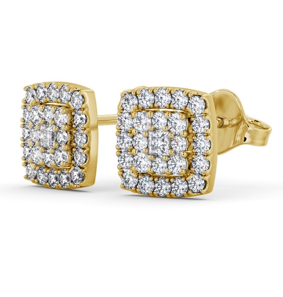  Cluster Round Diamond Earrings 18K Yellow Gold - Allenton ERG11_YG_THUMB1_1_1 