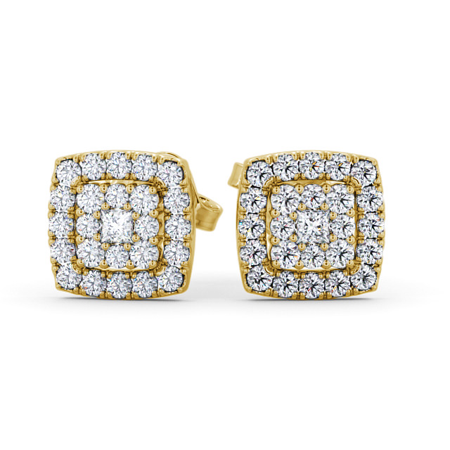 Cluster Round Diamond Earrings 18K Yellow Gold - Allenton ERG11_YG_UP