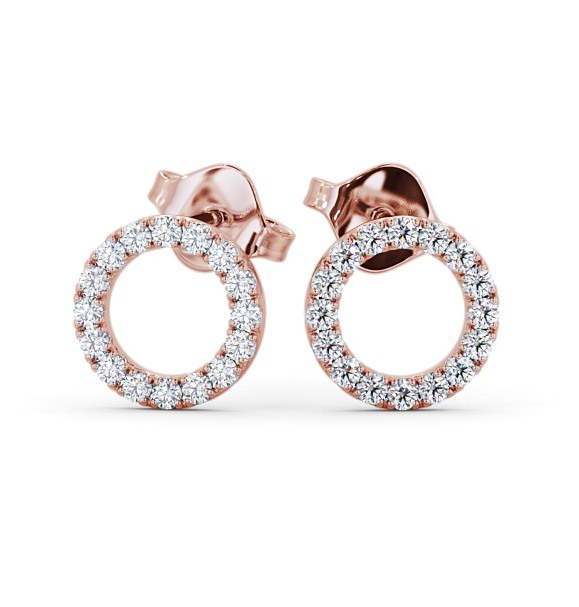  Circle Design Round Diamond Earrings 18K Rose Gold - Yolanda ERG120_RG_THUMB2 