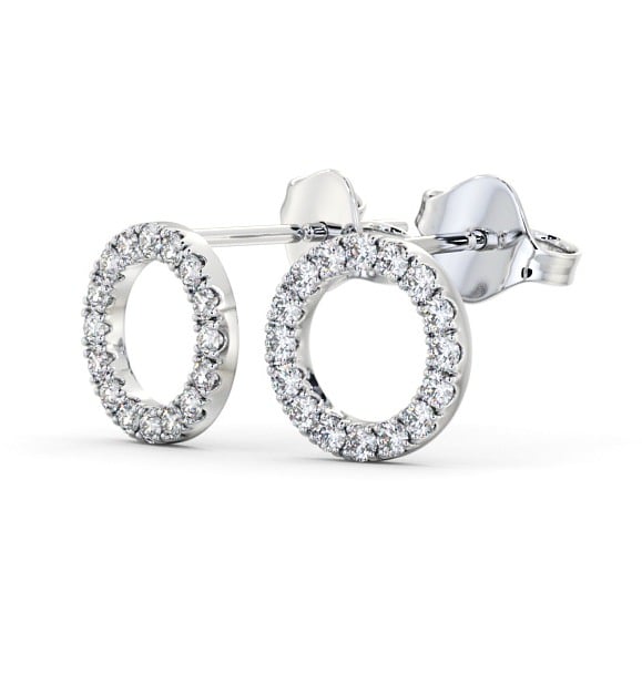  Circle Design Round Diamond Earrings 18K White Gold - Yolanda ERG120_WG_THUMB1 
