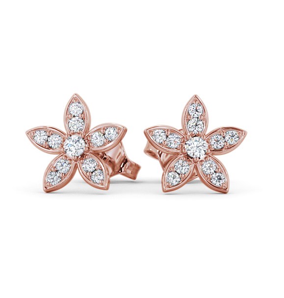  Floral Design Round Diamond Earrings 9K Rose Gold - Zalipa ERG121_RG_THUMB2 