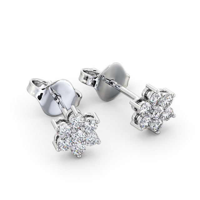 Cluster Round Diamond Earrings 18K White Gold - Martine ERG122_WG_FLAT