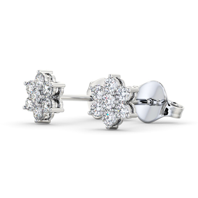 Cluster Round Diamond Earrings 18K White Gold - Martine ERG122_WG_SIDE