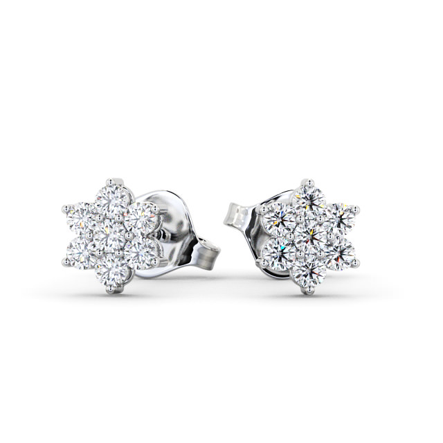 Cluster Round Diamond Earrings 18K White Gold - Martine ERG122_WG_UP