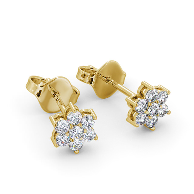 Cluster Round Diamond Earrings 18K Yellow Gold - Martine ERG122_YG_FLAT