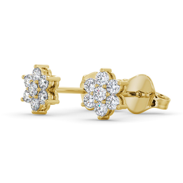 Cluster Round Diamond Earrings 18K Yellow Gold - Martine ERG122_YG_SIDE