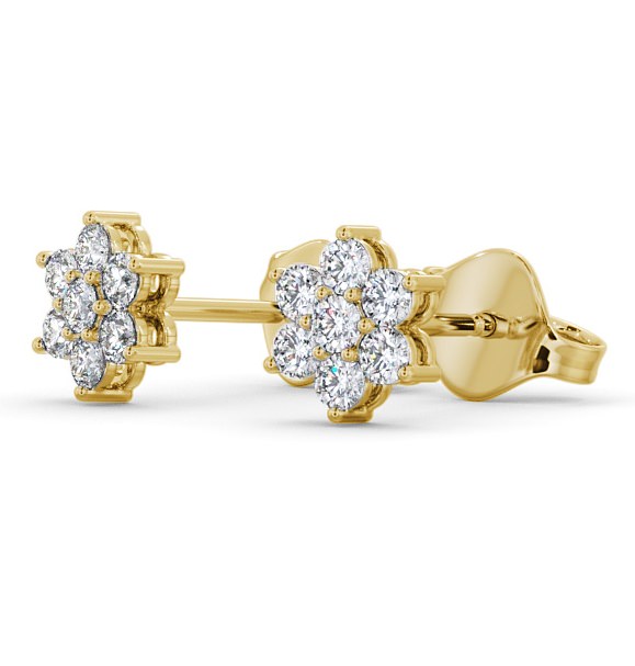 Cluster Round Diamond Floral Design Earrings 18K Yellow Gold ERG122_YG_THUMB1 