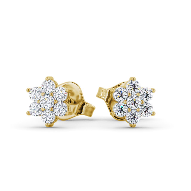 Cluster Round Diamond Earrings 18K Yellow Gold - Martine ERG122_YG_UP