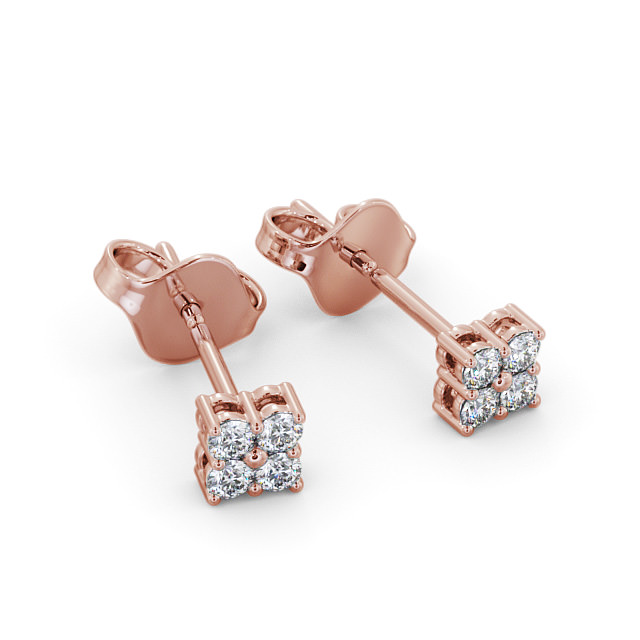 Cluster Round Diamond Earrings 18K Rose Gold - Edern ERG123_RG_FLAT
