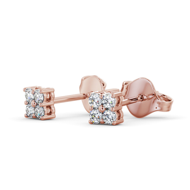 Cluster Round Diamond Earrings 18K Rose Gold - Edern ERG123_RG_SIDE