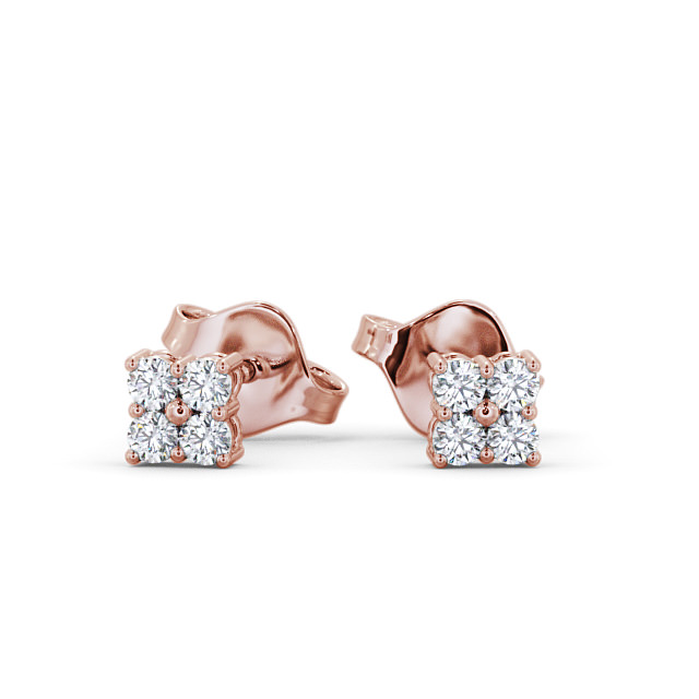 Cluster Round Diamond Earrings 18K Rose Gold - Edern ERG123_RG_UP