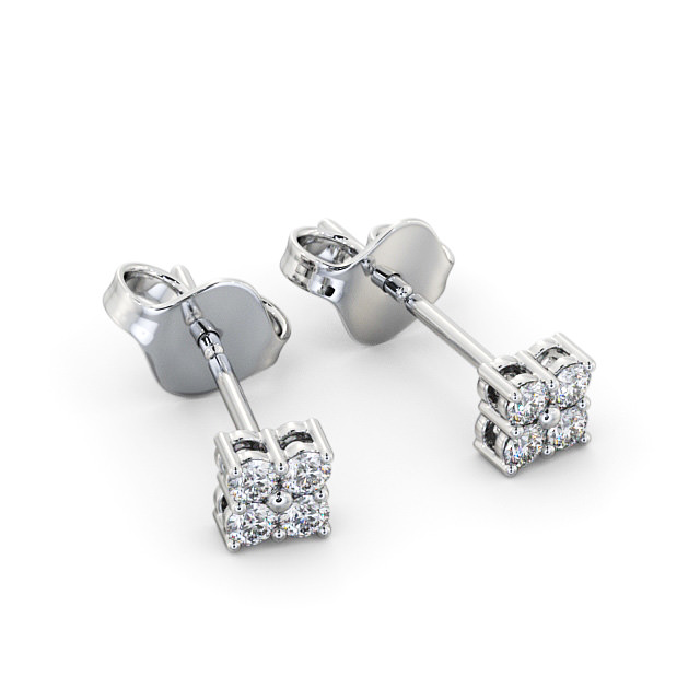 Cluster Round Diamond Earrings 9K White Gold - Edern ERG123_WG_FLAT