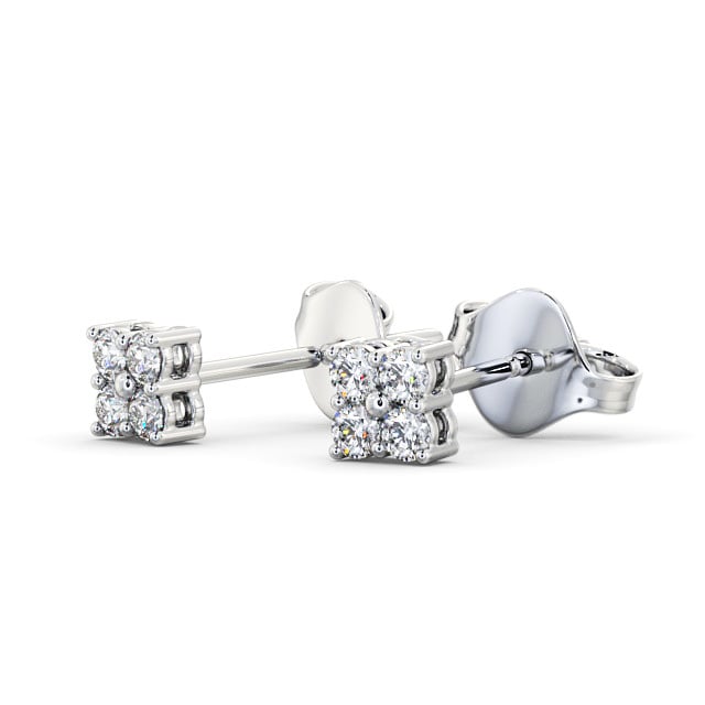 Cluster Round Diamond Earrings 9K White Gold - Edern ERG123_WG_SIDE