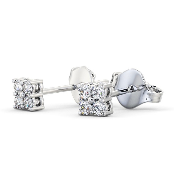  Cluster Round Diamond Earrings 9K White Gold - Edern ERG123_WG_THUMB1 