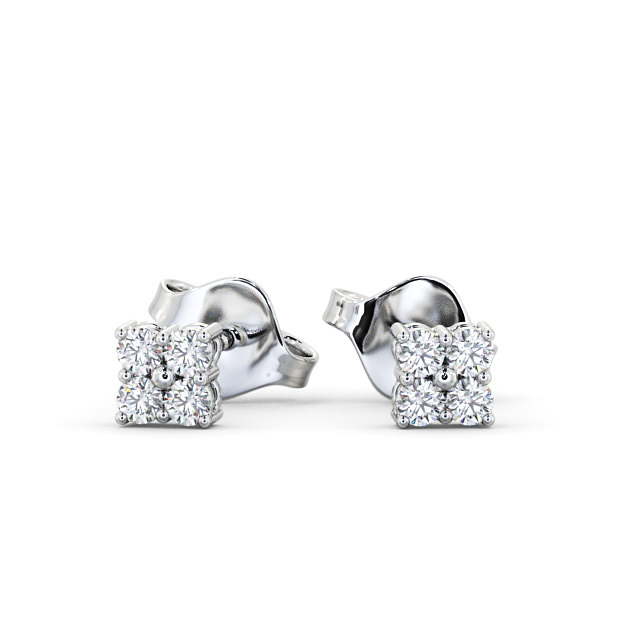 Cluster Round Diamond Earrings 18K White Gold - Edern ERG123_WG_UP