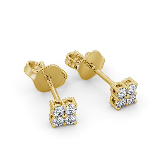 Cluster Round Diamond Earrings 18K Yellow Gold - Edern ERG123_YG_FLAT