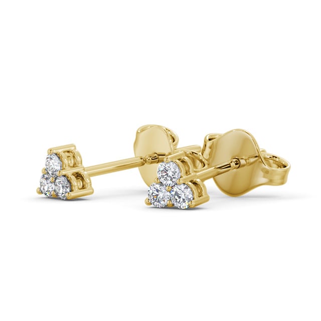 Cluster Round Diamond Earrings 18K Yellow Gold - Tilford ERG124_YG_SIDE
