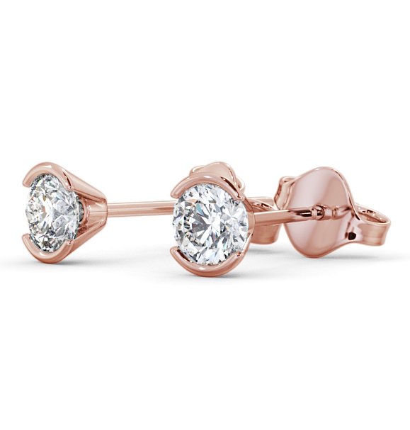 Round Diamond Open Bezel Stud Earrings 18K Rose Gold ERG125_RG_THUMB1