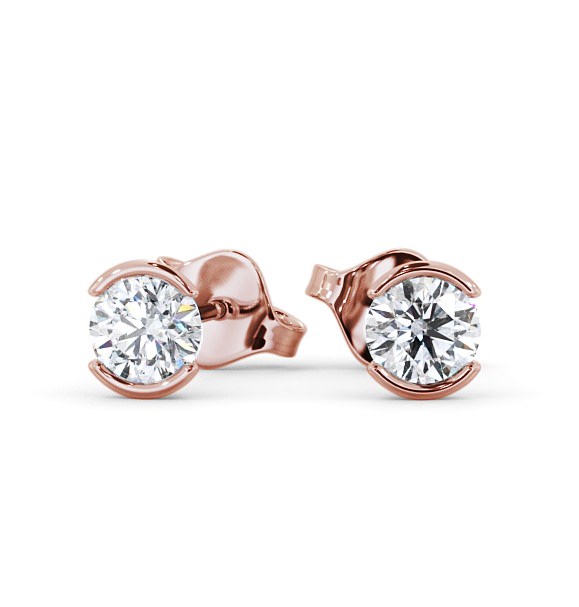  Round Diamond Open Bezel Stud Earrings 9K Rose Gold - June ERG125_RG_THUMB2 