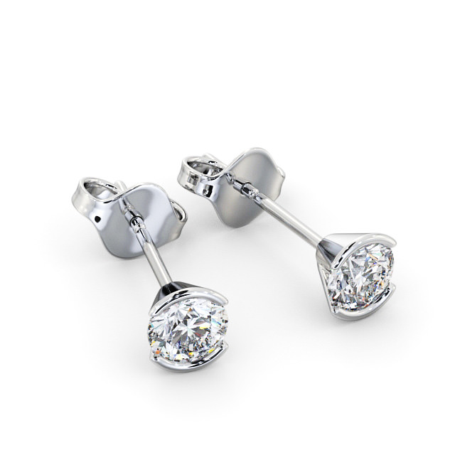 Round Diamond Open Bezel Stud Earrings 9K White Gold - June ERG125_WG_FLAT