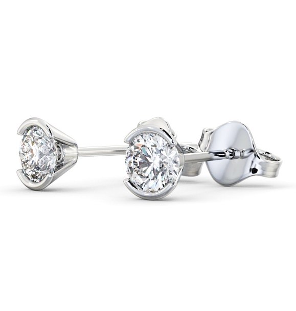 Round Diamond Open Bezel Stud Earrings 18K White Gold ERG125_WG_THUMB1