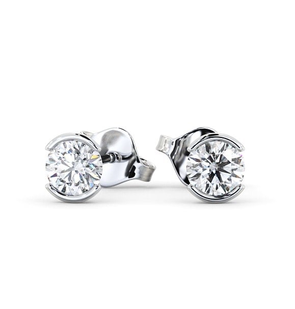 Round Diamond Open Bezel Stud Earrings 18K White Gold ERG125_WG_THUMB2 