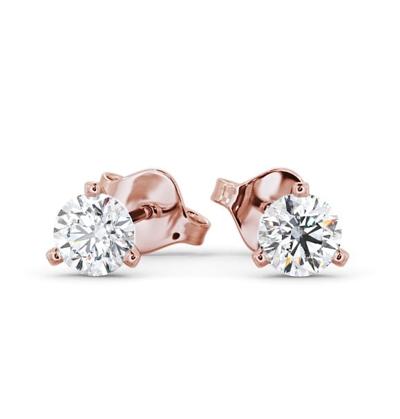  Round Diamond Three Claw Stud Earrings 18K Rose Gold - Carel ERG126_RG_THUMB2 