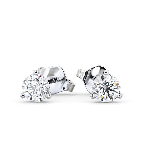 Round Diamond Three Claw Stud Earrings 18K White Gold - Carel ERG126_WG_UP