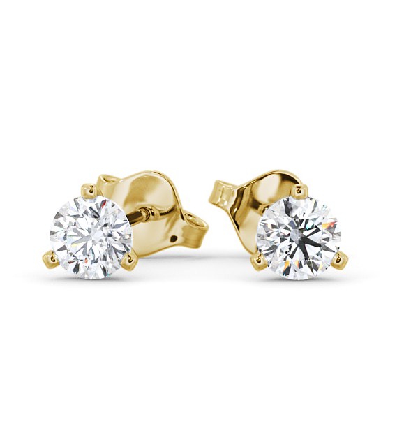  Round Diamond Three Claw Stud Earrings 9K Yellow Gold - Carel ERG126_YG_THUMB2 
