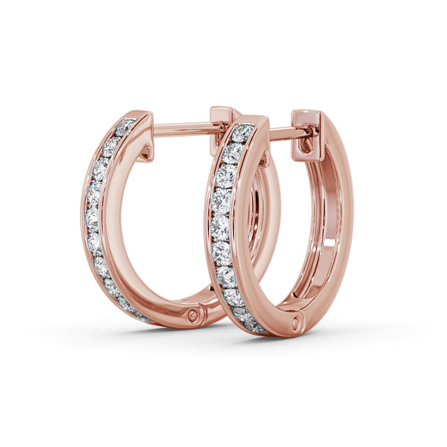 Hoop Round Diamond Earrings 9K Rose Gold - Veronica ERG127_RG_SIDE