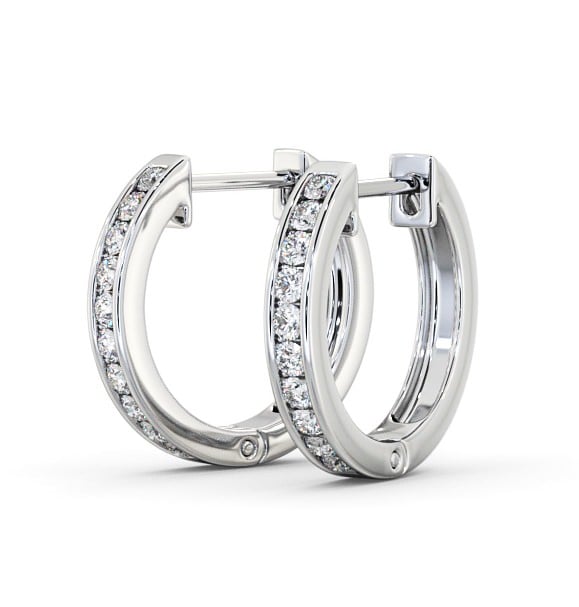 Hoop Round Diamond Channel Set Earrings 18K White Gold ERG127_WG_THUMB1