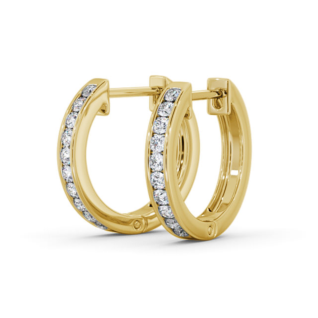 Hoop Round Diamond Earrings 9K Yellow Gold - Veronica ERG127_YG_SIDE