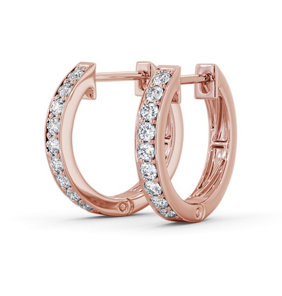 Hoop Round Diamond Channel Set Earrings 18K Rose Gold ERG128_RG_THUMB1
