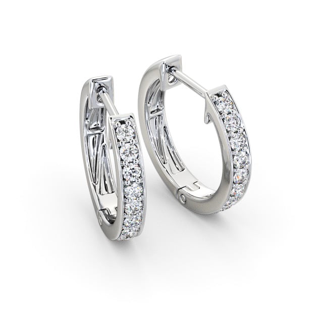 Hoop Round Diamond Earrings 9K White Gold - Ardallie ERG128_WG_FLAT