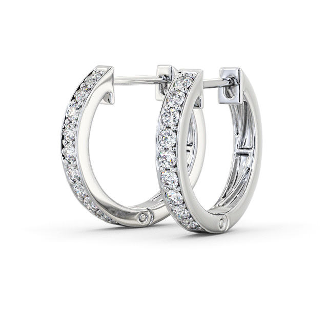 Hoop Round Diamond Earrings 9K White Gold - Ardallie ERG128_WG_SIDE