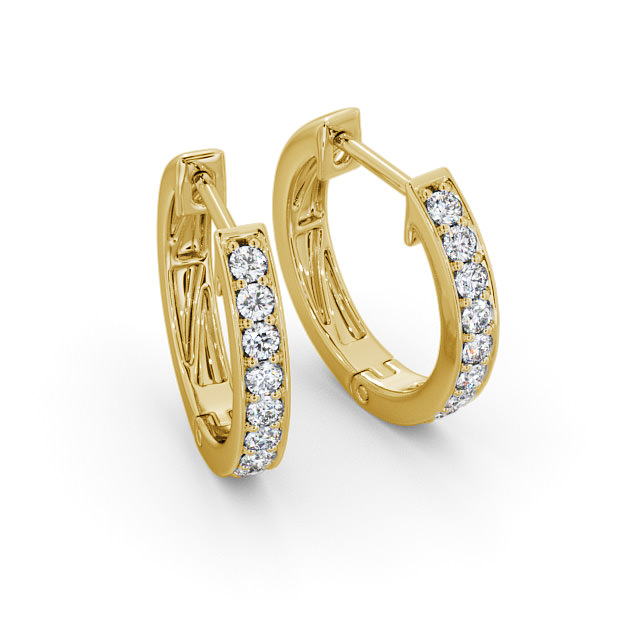 Hoop Round Diamond Earrings 18K Yellow Gold - Ardallie ERG128_YG_FLAT