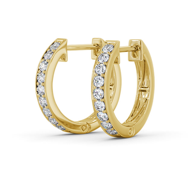 Hoop Round Diamond Earrings 18K Yellow Gold - Ardallie ERG128_YG_SIDE