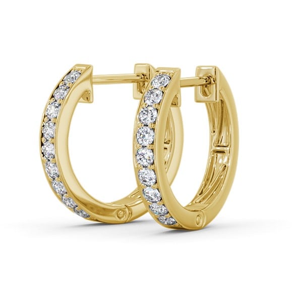 Hoop Round Diamond Channel Set Earrings 18K Yellow Gold ERG128_YG_THUMB1