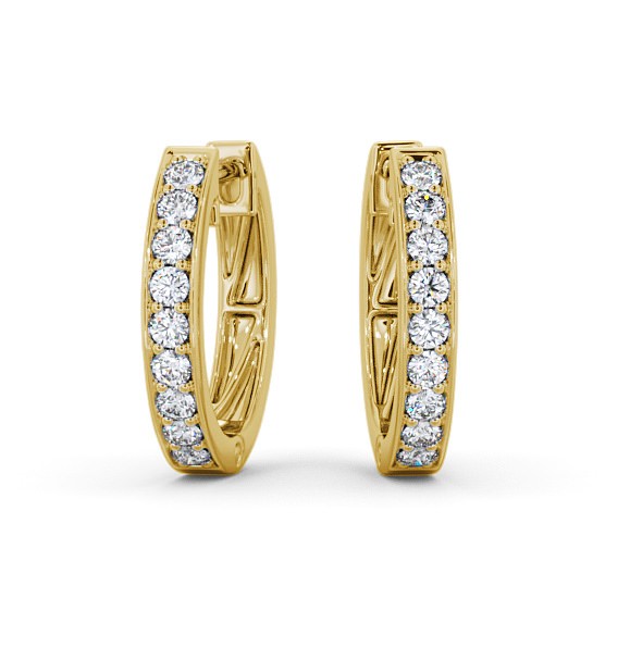 Hoop Round Diamond Channel Set Earrings 9K Yellow Gold ERG128_YG_THUMB2 