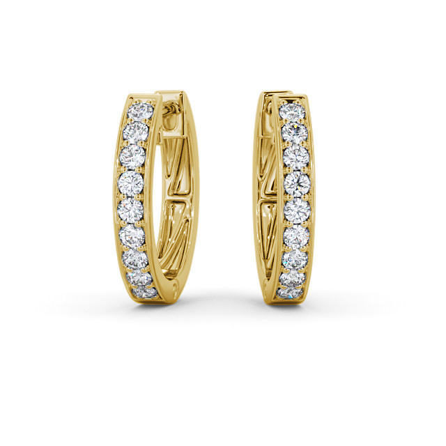 Hoop Round Diamond Earrings 18K Yellow Gold - Ardallie ERG128_YG_UP