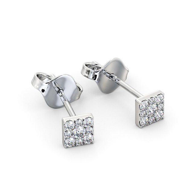 Cluster Round Diamond Earrings 9K White Gold - Georgette ERG129_WG_FLAT