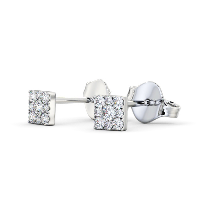 Cluster Round Diamond Earrings 9K White Gold - Georgette ERG129_WG_SIDE