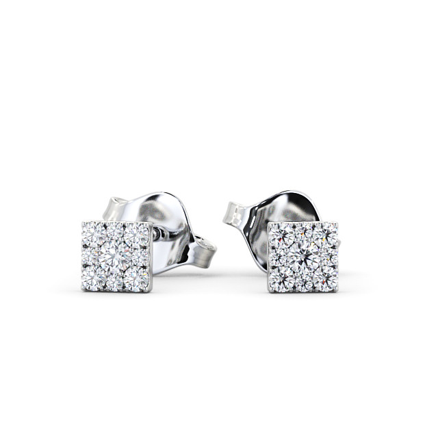 Cluster Round Diamond Earrings 18K White Gold - Georgette ERG129_WG_UP