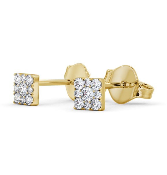 Cluster Round Diamond Square Earrings 18K Yellow Gold ERG129_YG_THUMB1