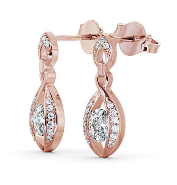 Drop Oval Diamond Earrings 18K Rose Gold - Ingoe ERG12_RG_THUMB1