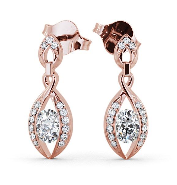  Drop Oval Diamond Earrings 18K Rose Gold - Ingoe ERG12_RG_THUMB2 