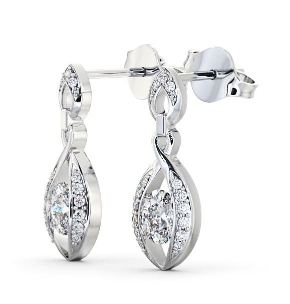 Drop Oval Diamond Unique Style Earrings 18K White Gold ERG12_WG_THUMB1