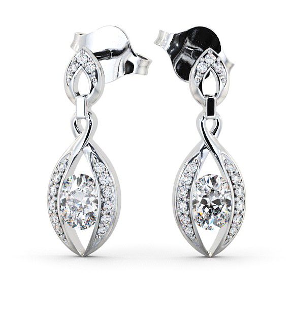  Drop Oval Diamond Earrings 9K White Gold - Ingoe ERG12_WG_THUMB2 
