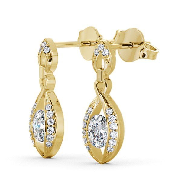 Drop Oval Diamond Earrings 18K Yellow Gold - Ingoe ERG12_YG_THUMB1
