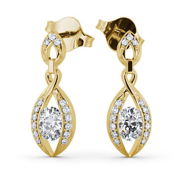  Drop Oval Diamond Earrings 18K Yellow Gold - Ingoe ERG12_YG_THUMB2 